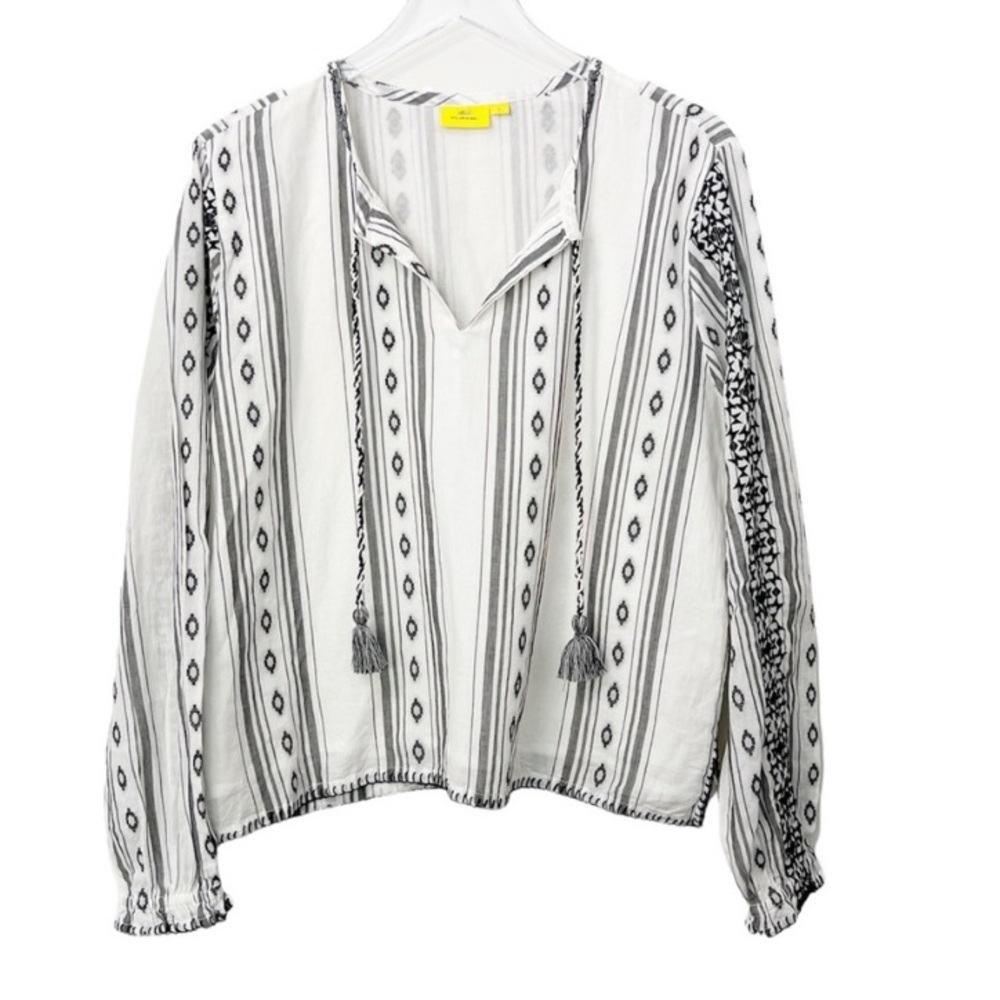 ROLLER RABBIT Embroidered Tassel Boho Top